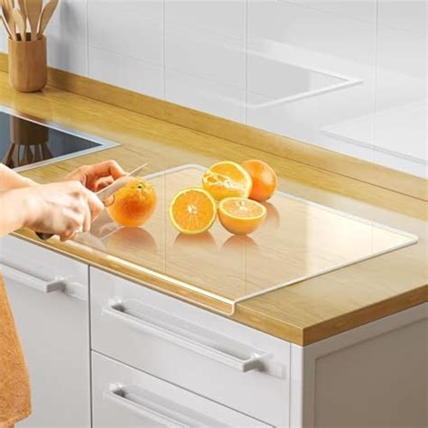 Clear Acrylic Cutting Boards For Kitchen Counter With Lip Non Slip