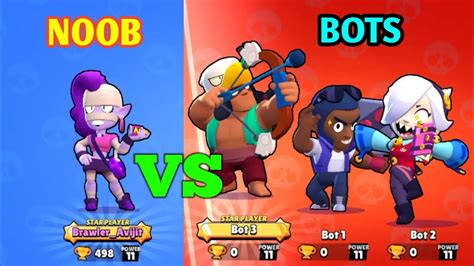 1 Noob Vs 3 Bots 1 Vs 3 In Brawl Stars Noob Vs Bots With EMZ YouTube