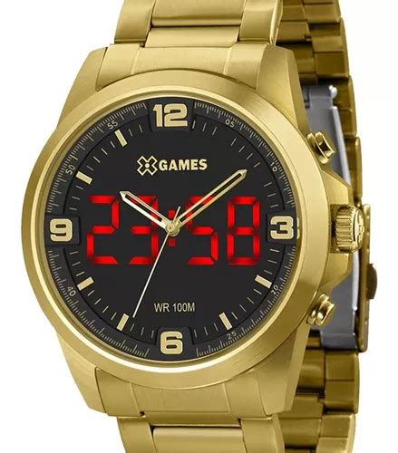 Reloj Digital X Games Para Hombre LED Xmgsa007 P2kx Fondo Dorado