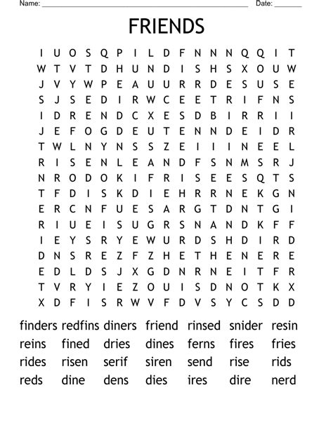 FRIENDS Word Search WordMint