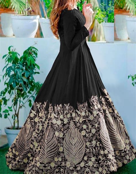 Readymade Embroidered Black Chiffon Maxi With Inner Price In Pakistan