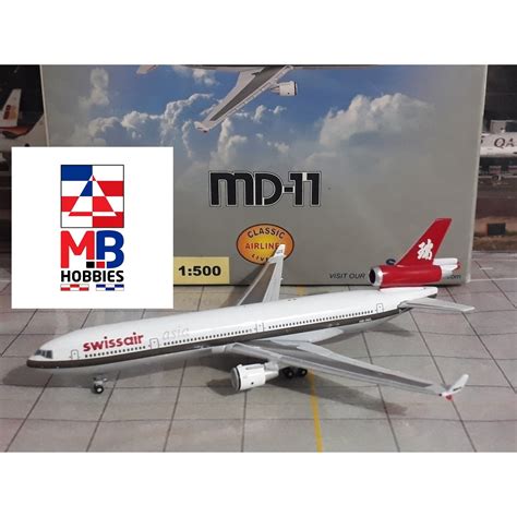 Miniatura avião StarJets 1 500 Swissair Asia MD 11 Shopee Brasil