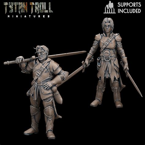 Dnd Heroes Human Fighters Pre Supported D Model D Printable