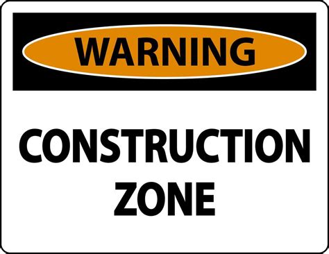 Warning Construction Zone Symbol Sign On White Background 9430893