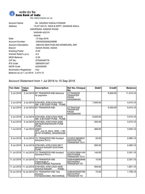 Account Statement From 1 Jul 2016 To 15 Sep 2016 Txn Date Value Date Description Ref Nocheque