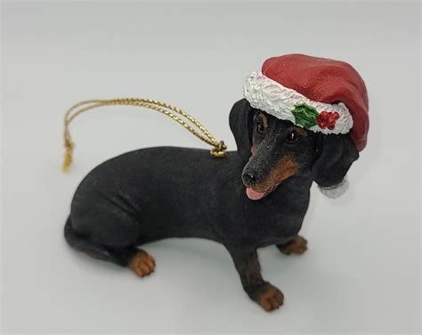 Vintage Danbury Mint Dachshund Wearing Santa Hat Christmas Etsy