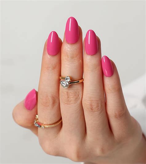 Amazon Morily Pcs Hot Pink Press On Nails Almond Short Fake