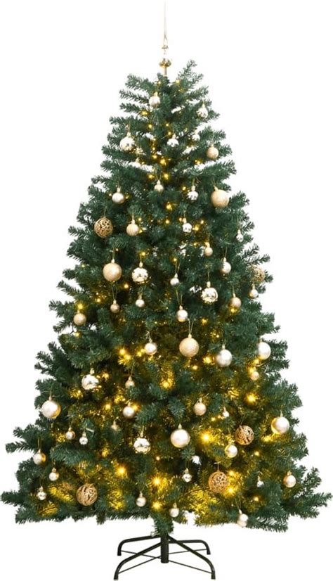 VidaXL Kunstkerstboom Met Scharnieren 300 LED S En Kerstballen 240 Cm