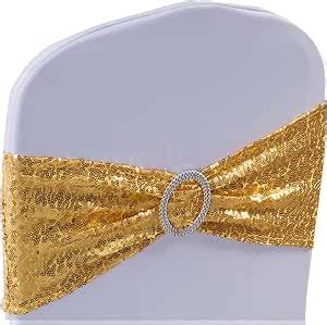 Amazon Wensinl All Sequin Gold Chair Sashes Pack Gold Sequin