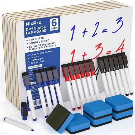 Nicpro Pack Dry Erase Mini Whiteboard A X Cm Double Sided