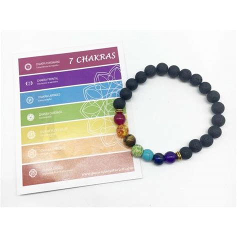 Pulseira 7 Chakras Pedra Vulcânica Casa da Cera