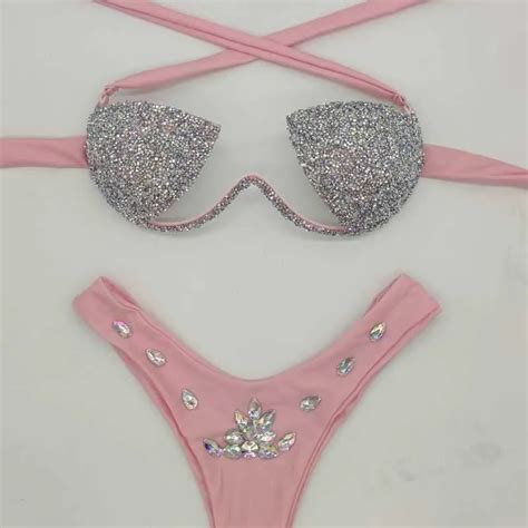 Bikini De Vacaciones Traje De Baño Con Piedras Brillantes Traje De