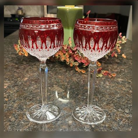 Waterford Crystal Dining Waterford Crystalruby Red Clarendon Hock Wine Glass Pair Poshmark