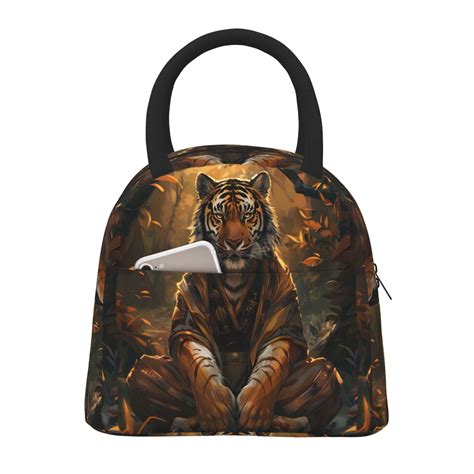 Yiaed Tiger In The Fallen Leaf Forest Print Lunch Bag Adult Insulated