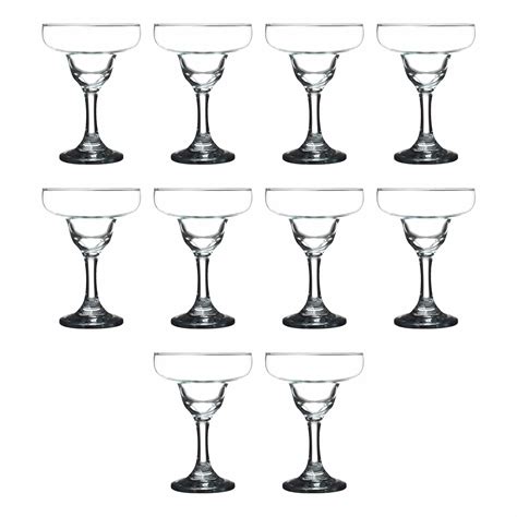 10 Margarita Glasses Set 9 Oz Classic Smooth Barware Glassware Clear