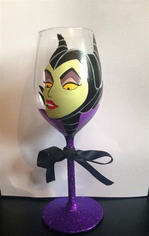 Maleficent Hand Painted Wine Glass By Jjglamourglasses On Etsy Listing 226