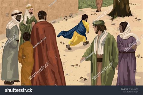 Zacchaeus Running Ahead Sycamore Fig Tree Vetor Stock Livre De