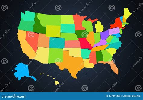 Colorful Map Of United States Of America Vector | CartoonDealer.com ...