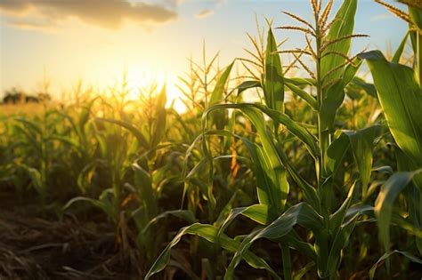 Premium Photo Field Of Golden Corn At Sunset