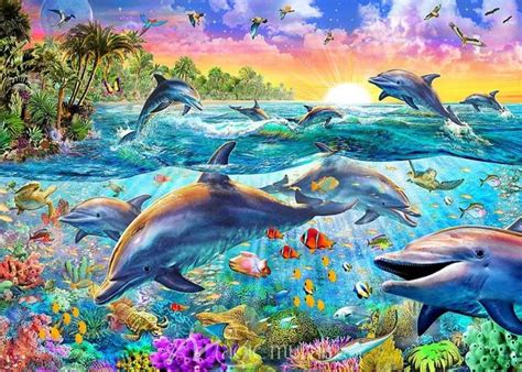 Paintings Of Dolphins Underwater