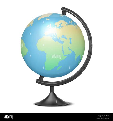 Vector Realistic 3d Globe of Planet Earth with Map of World Icon ...