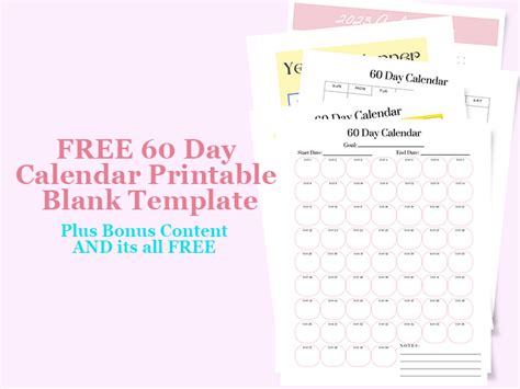 FREE 60 day calendar printable blank template - My Sweet and Saucy