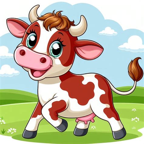 Cute Cattle Vector Cartoon Illustration Premium AI Generated Vector