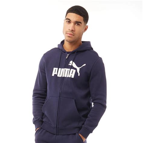 Buy Puma Mens Essentials Big Logo Fleece Full Zip Hoodie Peacoat