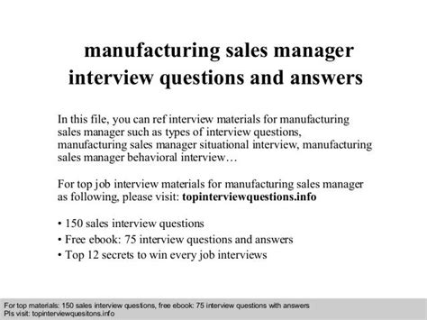 Manufacturing Sales Manager Interview Questions And Answers