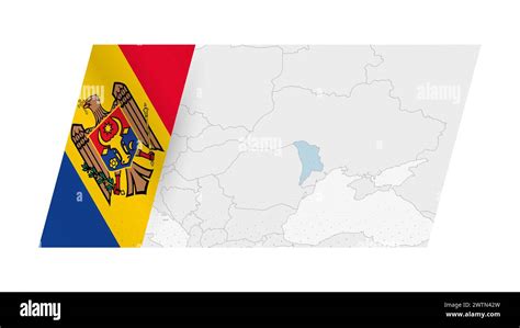 Moldova Map In Modern Style With Flag Of Moldova On Left Side Vector