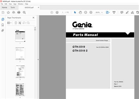 Genie Telehandlers Gth 5519 Gth 5519 S Parts Manual 645043 Heydownloads Manual Downloads