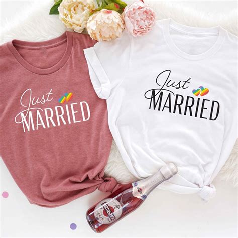 Just Married LGBTQ Rainbow Heart Shirt Gay Honeymoon Lesbian Etsy