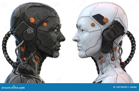 Android Robot Cyborg Woman Humanoid Side View 3d Rendering Stock