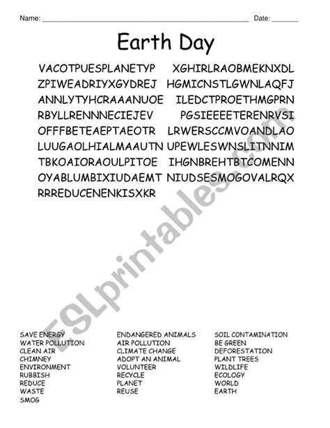 Earth Day Esl Worksheet By Kozeraanna