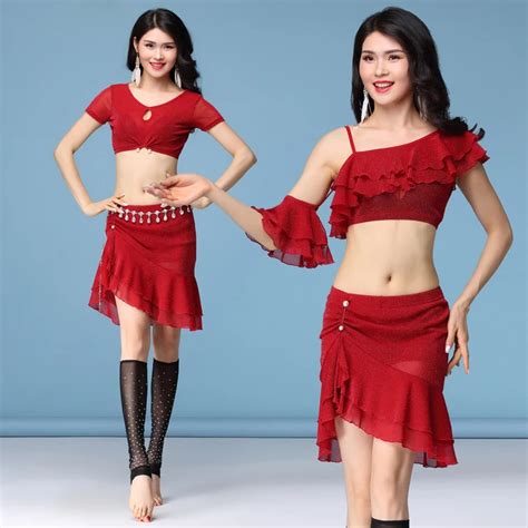 2018 New Sexy Belly Dance Costume Set Women Lady Tops Skirt 2 Pieces