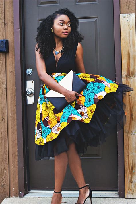 Ankara African Wax Print High Waist Tulle Gather Skirt African