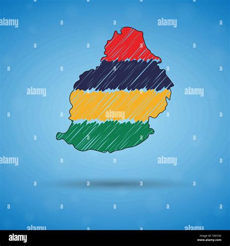 Scribble Mapa De Mauricio Boceto Del Mapa Del País Para La Infografía