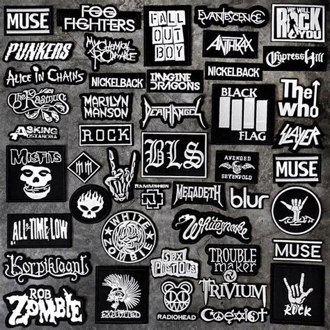 Rock Band Patches Black And White For Clothing Embroidery Stripes Iron