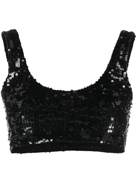 P A R O S H Sequin Cropped Top Farfetch