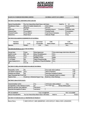 Fillable Online Msds Agi Kleen Flo Tumbler Industries Limited Material