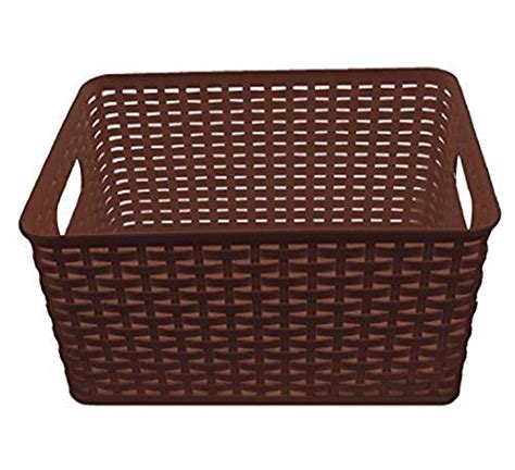 Ybm Home Plastic Rattan Storage Box Basket Organizer Ba Brown