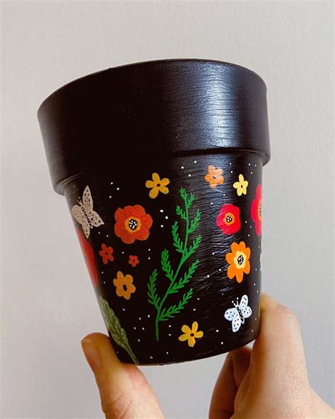 Hand Painted Garden Or Indoor Plant Pot Etsy In 2024 Painted Pots