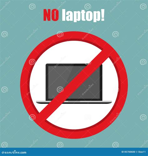 No Laptop Sign In A Flat Design Vector Illustration Stock Illustration