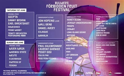 Forbidden Fruit Line Up And Stage Times For The Dublin Festival