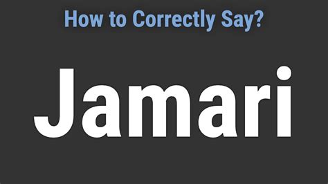 How to Pronounce Name Jamari (Correctly!) - YouTube