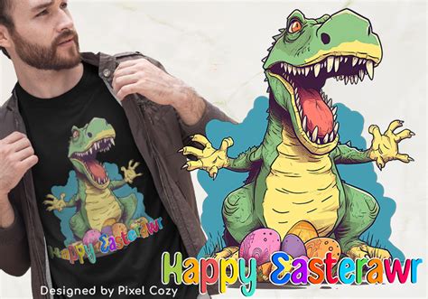 Adorable Dino T-Rex Amid Easter Eggs - Happy Easterawr - Design For T ...