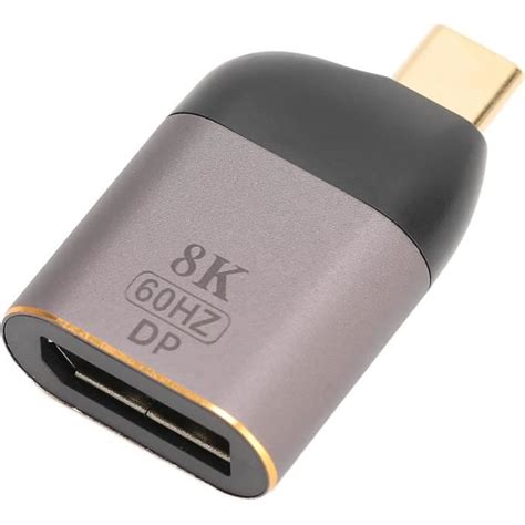 Adaptateur Usb C Vers Displayport 8k 60hz Portable Type C Mâle Vers Connecteur Femelle Dp Prend