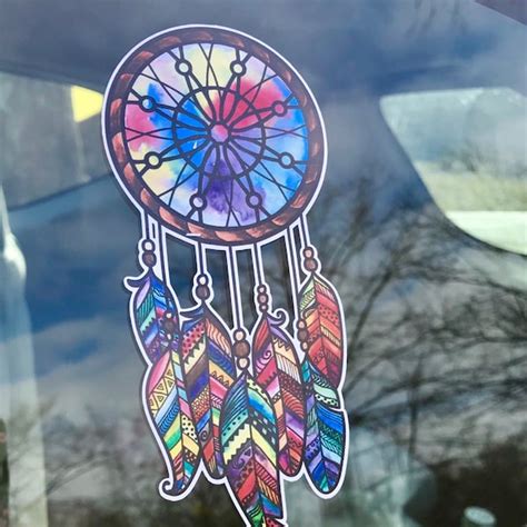 Dreamcatcher Sticker Colorful Feathers Bumper Sticker Laptop Decal Cute