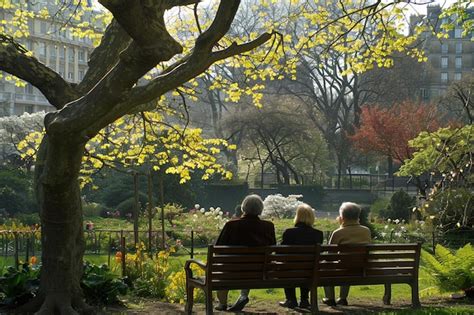 Group of people sitting on a bench in a park | Premium AI-generated image