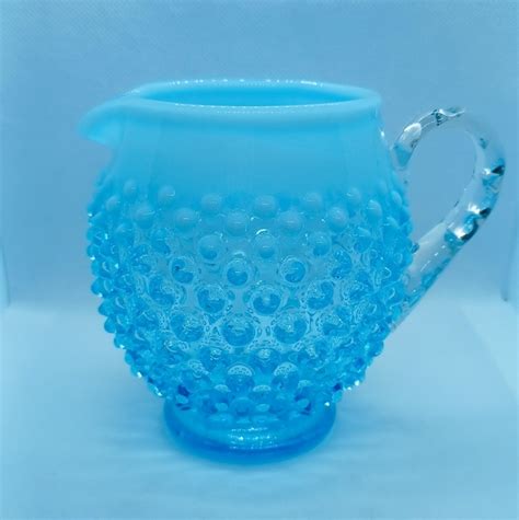 Accents Vintage 194s Fenton Blue Opalescent Hobnail Glass Small Jugpitcher Poshmark